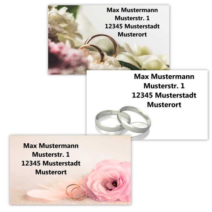 Etikettenmotive Hochzeit und Liebe